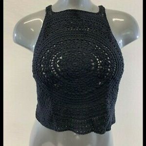 H&M black coachella crochet tank xs